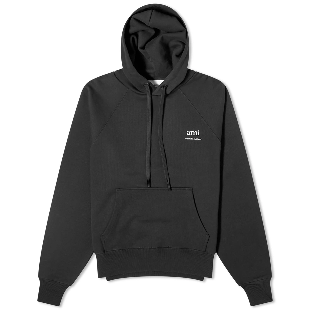 AMI Paris Logo Hoodie Black